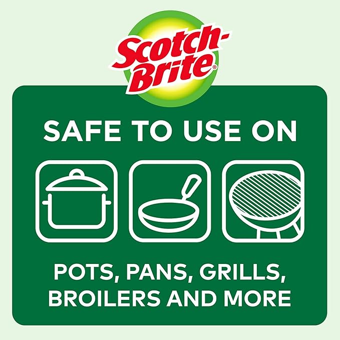 Scotch-Brite Stainless Steel Scrubber for Cleaning Kitchen, Household, and Dishes - 3 Scrubbers (Pack of 2)