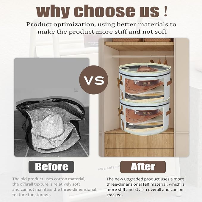 STARGAZ Oversized Clear Hat Storage Bag, Hat boxes for women storage, Cowboy hat storage, Hat accessories, hat organizer for closet, hat travel case with Handle, Holds Up to 10 Hats(White 2 Pack)