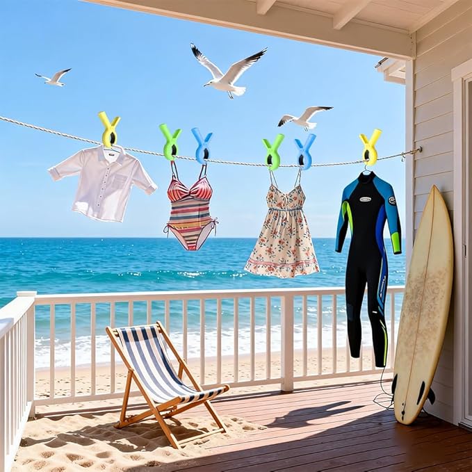 Beach Towel Clips for Beach Chairs,20 Pcs  Towel Holder for Beach Chair Pool Chair on  Cruise, Jumbo Size Heavy Duty Clothes Pins  Beach Chair Clips to Beach Accessories Must  Haves, 5 Colors (20)