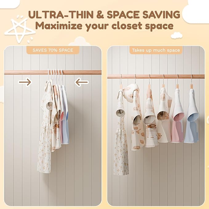Kids Plastic Hangers, Baby Clothes Hangers for Closet 50 Packs Non-Slip Toddler Hangers for Infant Child Clothing, Small Children, for Pants Coats Skirts (White)