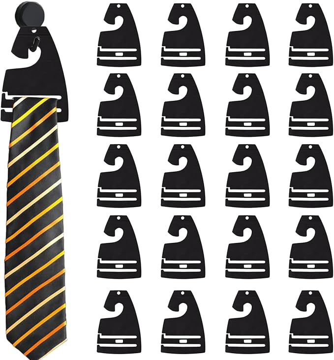 20Pcs Tie Holder Hangers Plastic Necktie Holders for Men Closet Organizer Rack for Ties Neck Tie Display Hanger Retail orHome Tie Racks Compact 2.8 x 2 Inch Hangers