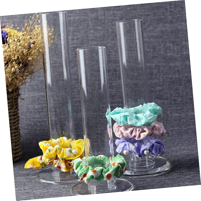 BESPORTBLE 2pcs Sturdy Acrylic Hair Tie Display Rack Hair Accessories Organizer Round Tube Design for Home Use and Jewelry Storage