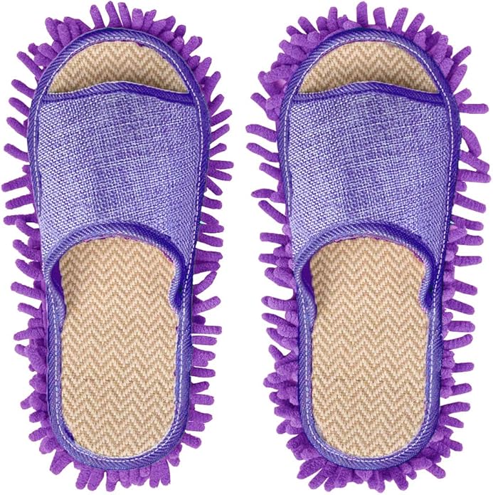 Microfiber Mop Cleaning House Slippers Detachable Mopping Shoes Cleaning Tool Fits Womens Size 5.5-8