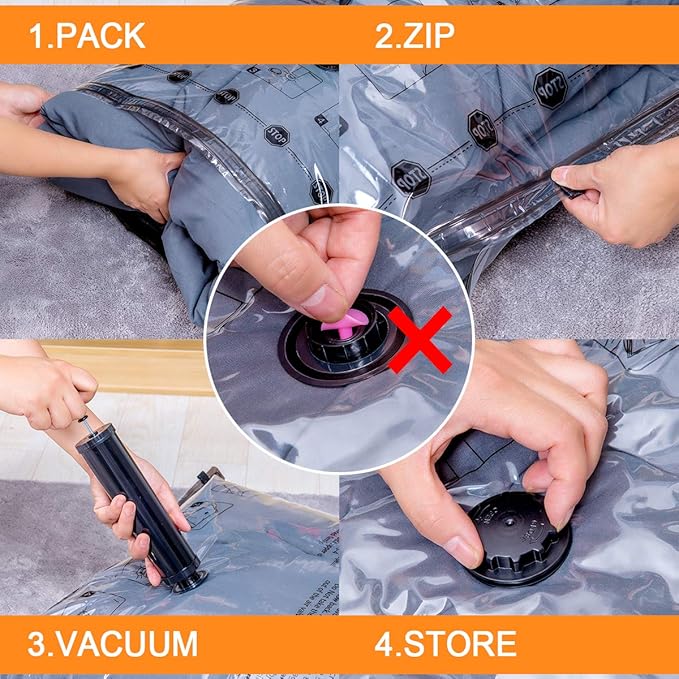 GONGSHI Vacuum Storage Bags, Space Saver Seal Bags For Clothing, Blankets, Comforters, Pillows, Clothes Storage,Travel Luggage.5 L 5 M