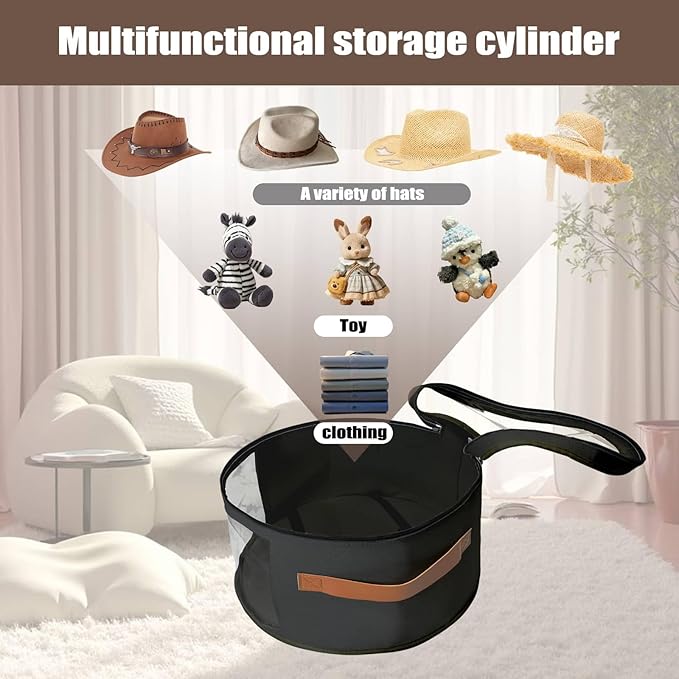 STARGAZ Oversized Clear Hat Storage Bag, Hat boxes for women storage, Cowboy hat storage, Hat accessories, hat organizer for closet, hat travel case with Handle, Holds Up to 10 Hats (Black 1 Pack)