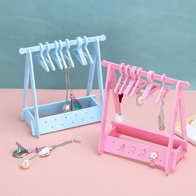 PATIKIL 30pcs Clothes Hanger Earring Holder, Mini Acrylic Coat Hangers Earring Hangers Hanger Rack Small for Earring Holder Organizer Stand Studs, Red