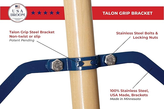 1-Pack - 24" Red Everyday Sweep Indoor/Outdoor Push Broom with 60" Handle. Ideal for Garages & Shops. Durable American Made Steel Brackets-All Stainless Steel Hardware. No Plastic. 100% USA Made