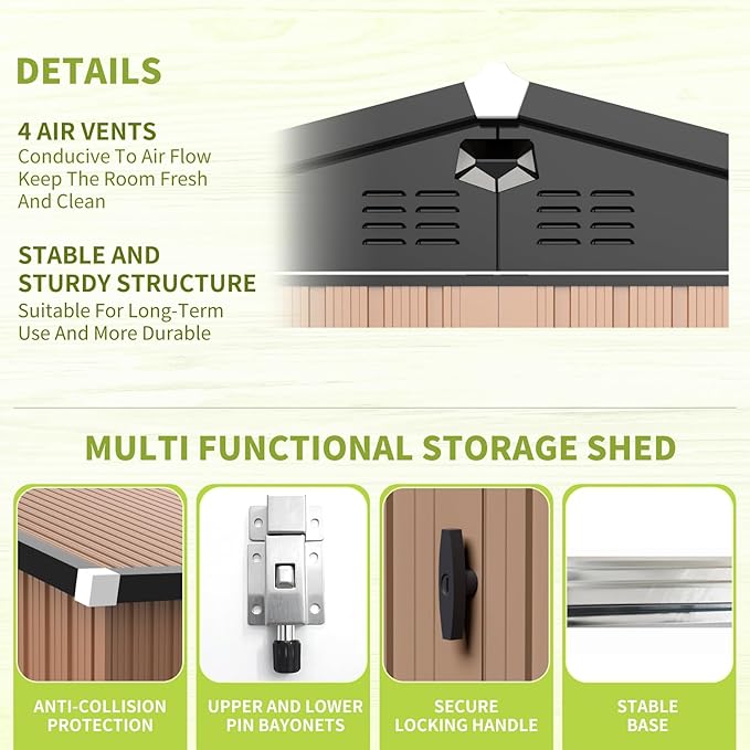 Metal Storage Shed,10x8 Outdoor Storage Building,Large Backyard Sheds with Lockable Doors,Waterproof Outside Storage Sheds with Lockable Doors