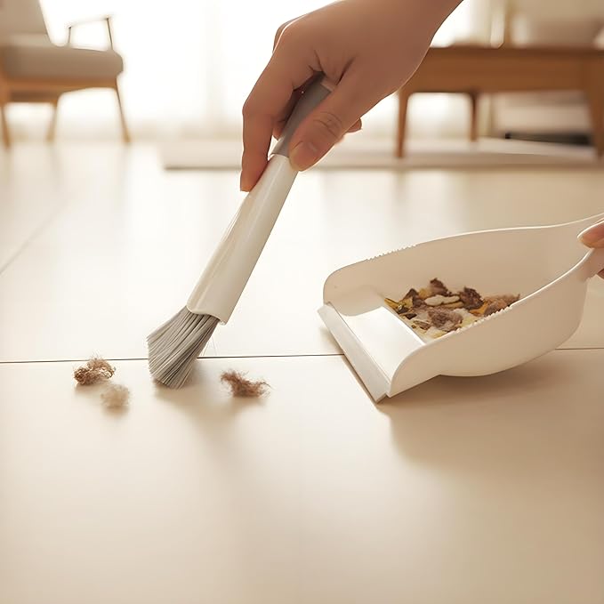 Small Dust Pan and Brush Broom - Dust Pan and Brush Set, Small Dustpan and Brush Set, Hand Broom and Dustpan Set is Daily Clean Tool for Family. （Gray 2 Set）