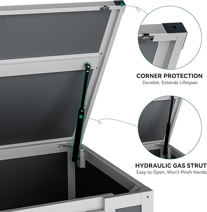 DWVO 41 Cu.ft Horizontal Resin Storage Shed, All Weather 4.7x2.5 FT Outdoor Garden Shed with Hydraulic Struts, 3 Locks, Lockable to Floor for Garden Tools, Trash Cans, Gray