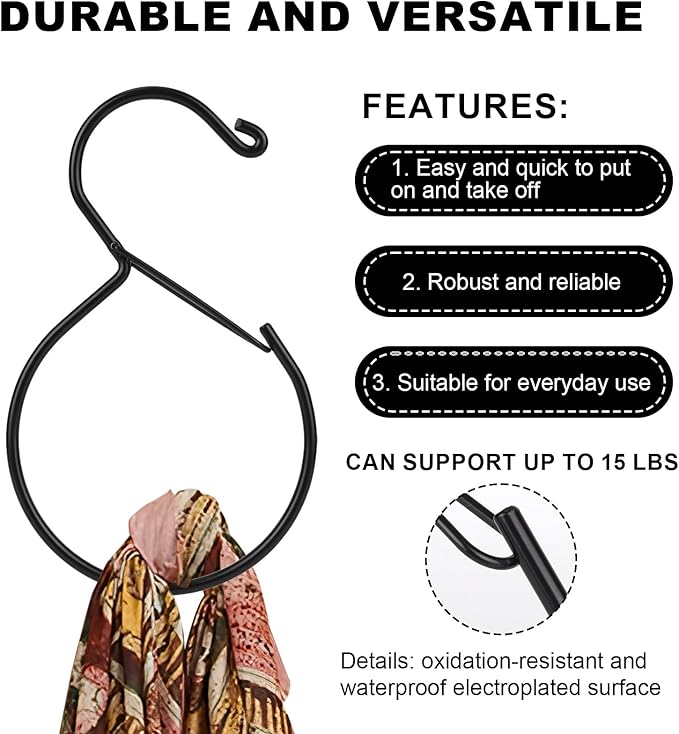 4pcs Belt Hanger for Closet, Belt Holder Tie & Scarf Organizer Rack for Ties Scarves Bags Purses and Hats Accessories Keeps Wardrobe Neat & Storage (Black)