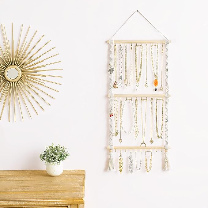 Dahey Hanging Jewelry Organizer and Scrunchie Holder Hair Tie Organizer Stand Hair Accessories Organizer Storage Display Jewelry Scrunchy Holder for Girls