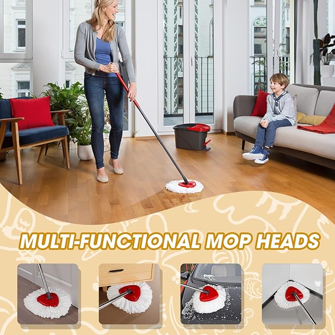6 Pack Mop Head Replacement, Microfiber Spin Mop Refill Replace Head Compatible O-Ceda Easywring 1-Tank System, Spin Mop Replacement Heads for Easy Cleaning Floor Mopping