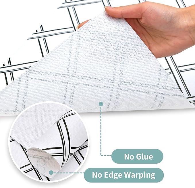 Drawer and Shelf Liner for Kitchen Cabinet: 12 in X 30 Ft Non Slip Waterproof Shelf Paper Non Adhesive Refrigerator Liners Black and White Squares Easy Liners for Bathroom