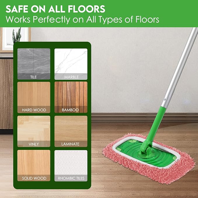Reusable Microfiber Mop Pads - 4 Pack Washable Wet Pads Refill for Mopping Floors, Pink (Mop is not Included)