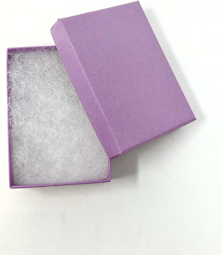 12 Pack Matte Purple Cotton Filled Color Paper Cardboard Jewelry Box for Necklace, Ring, Earring, Pendant, Pocket Watch, Body Jewelry. Size-3 1/16" x 2 1/8" x 1" - by R J Displays