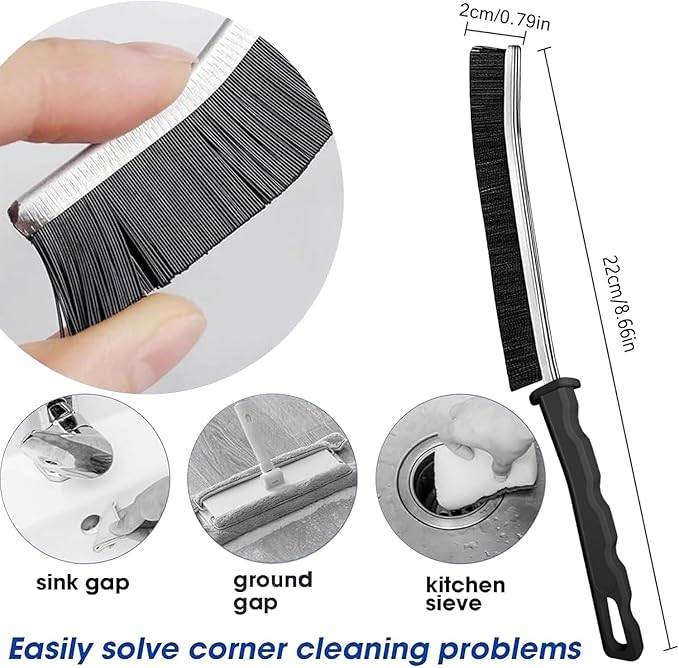 Crevice Cleaning Brush, Multi-Purpose Hard Bristle Brushes for Deep Cleaning Kitchen, Bathroom, Grout, Sink, Cup, Teapot, Bottle, Blender, Corners, Tight Spaces & More