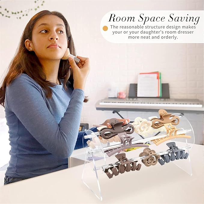 Hair Clip Organizer - Hair Clip Storage, Hair Bow Organizer | Acrylic Display Holder, Hair Accessories Organizer, 360-Degree Rotating Storage Supplies, Portable Organizer for Living Room Shop Bedroom