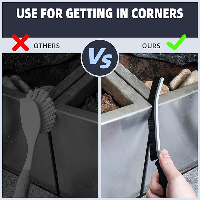 Hard Bristle Crevice Cleaning Brush - Home Cleaning Tools, Multi-Purpose Crevice Supplies for Kitchen, Bathroom, Toilet, Window, Vehicle, Faucets, Grout, Home (6, Black)