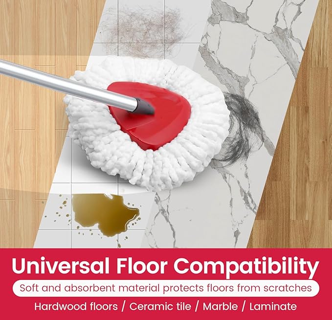 Mop Replacement Heads for O-Ceda Mop Replace Head Easy Wring Spin Mop Heads Replacements, O-Cedar Microfiber Spin Mop Refills, Spin Mop Replacement Head (White-6-pack)