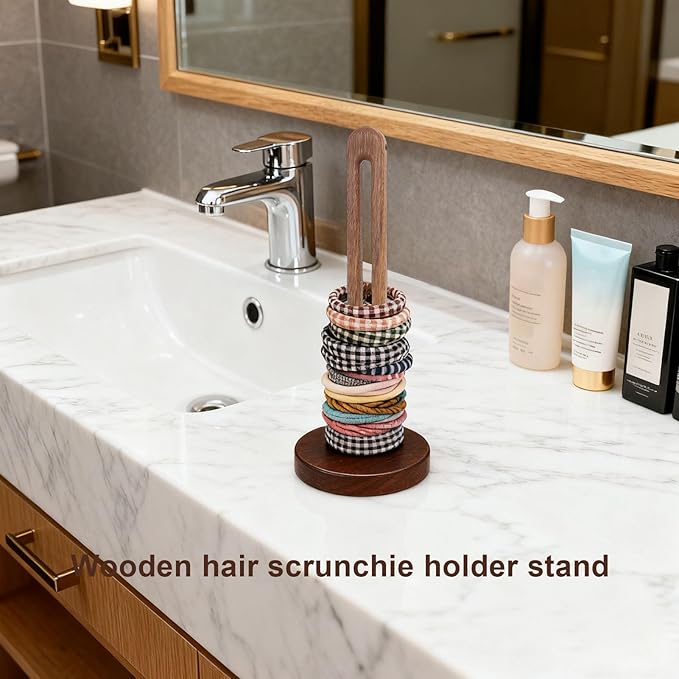 ZJchao U Shaped Scrunchie Organizer, Scrunchie Holder, Hair Tie Holder Wood Hair Accessories Organizer Desktop Display Stand for Scrunchies Headbands Jewelry