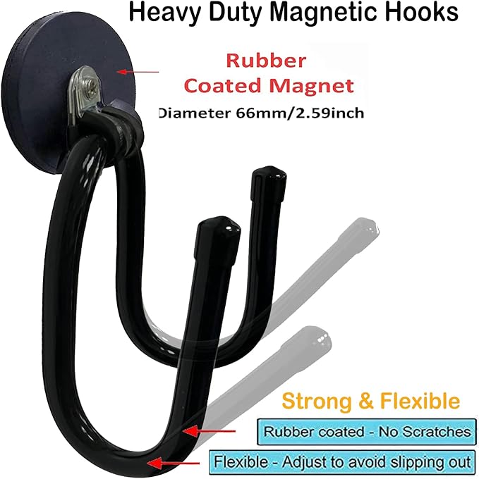 Pmsanzay 2 Pack Power Drill Tool Organizer Holder,Magnetic Tool Holders,Garage Tool Storage Rack,Heavy Duty Large Garage Magnet Utility Hooks with Rubber Coating, No Scratches - No Power Drill