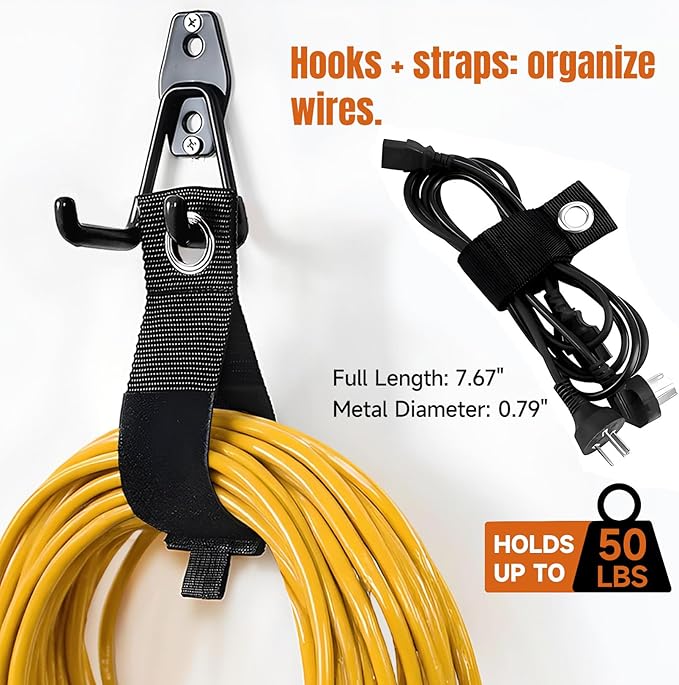 Garage Hooks, 17 Pack Assorted Wall Mount Tool Hangers with Anti-Slip Rubber Coating, Easy Installation with Screws & Anchors for Garage, Shed, Workshop Organization & Storage