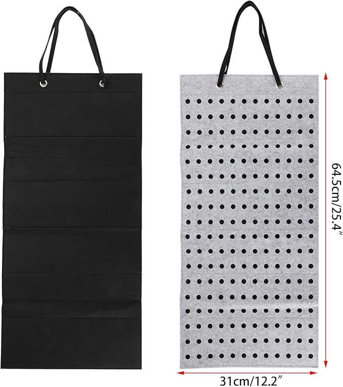 JUXYES Shoe Charms Organizer Wall Hanging Collection Holder With 216 Holes, Portable Decorative Croc Display Hanging Decoration Storage Organizer, Gray