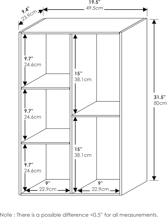Furinno LUDER Book Shelf, 5-Cube Bookshelf, Reversible Bookcase, 9.4 x 19.5 x 31.5, for Living Room, Bedroom, Home Office, White/Pink