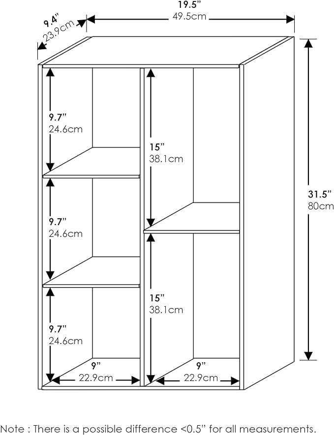Furinno LUDER Book Shelf, 5-Cube Bookshelf, Reversible Bookcase, 9.4 x 19.5 x 31.5, for Living Room, Bedroom, Home Office, White/Light Blue