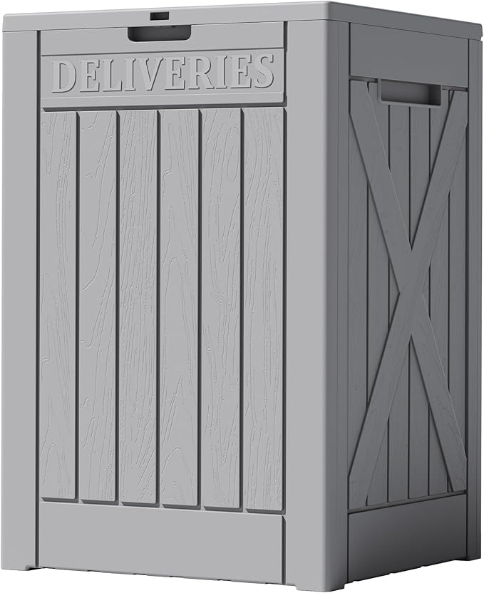 Lockable Outdoor Storage Box 52 Gallon, All-Weather Resin Deck Box for Patio, Garden, Pool, Organizes Furniture Cushions, Gardening Tools, Pool Accessories, Gray