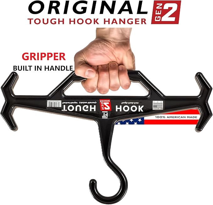 Tough Hook Original Heavy Duty Hangers – The Superhero of Hangers USA-Made, Anti-Slip ABS Resin Tactical Hanger for Police Gear, Scuba Gear & Dive BCD – DuraResin 200-lb Cap Wetsuit Hanger, 1 Foliage