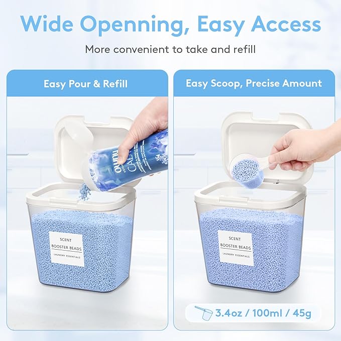 Lifewit Large Laundry Pods Container& Dryer Sheet Holder, Laundry Storage Containers, Laundry Room Organization Storage Jars for Powder, Scent Booster Beads,Plastic Lid,0.53+0.7 gal,4 Pcs