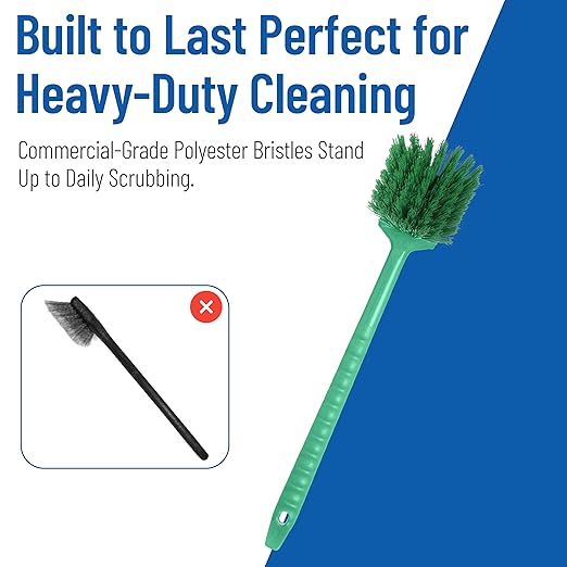 SPARTA 40501EC09 Plastic Large Scrub Brush, Kitchen Brush, Utility Brush With Long Handle For Cleaning, 20 Inches, Green, (Pack of 6)
