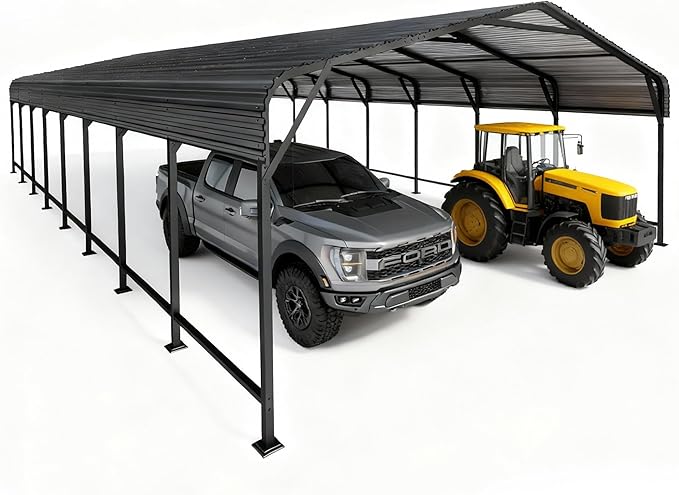 20x40 FT Heavy-Duty Metal Carport, Outdoor Galvanized Steel Shelter for Pickup Trucks, Motorcycles, Boats, Cars & Tractors