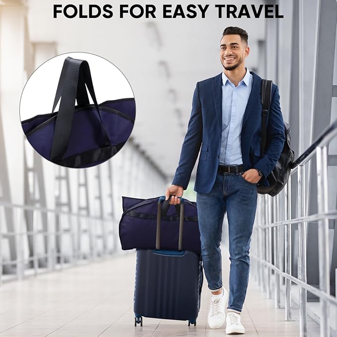 BALEINE 2PK Heavy Duty Garment Bag with Shoe Storage Travel Bag for Dresses, Suit, Coats Travel Essential (54", Blue)