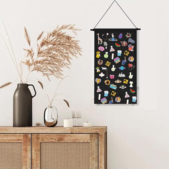 43×30CM Black Rectangle Canvas Pin Display Banners Brooches Wall Hanging Organizer for Badges Jewelry Collections