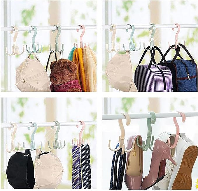 Rotatable 4 Claw Hanger, 8 Pcs Thickened Strong Load Storage Hook for Bra Tank Top Scarf Hat in Closet Organizer