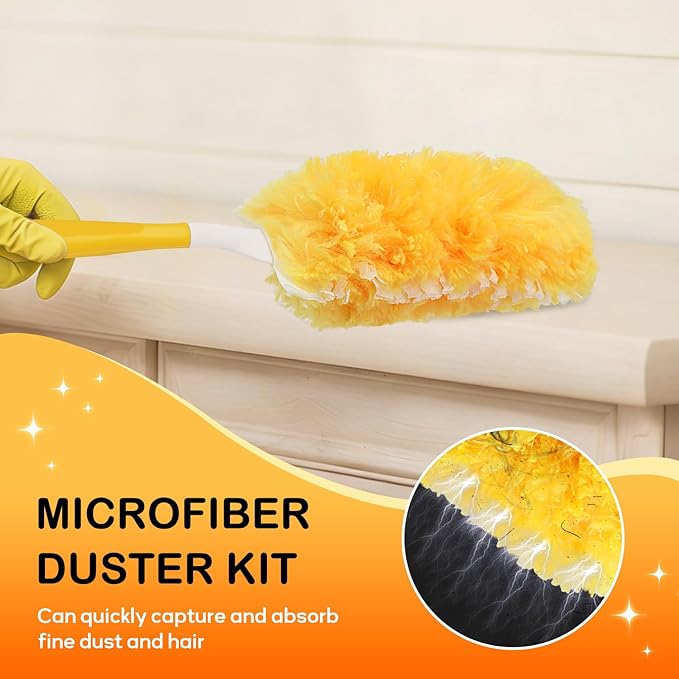SetSail 30 Count Duster Refills Compatible with Swiffer Dusters for Cleaning with 1 Handle Disposable Duster Refill Multi Surface 360 Duster Cleaner Kit for Ceiling Fan, Blind, Furniture