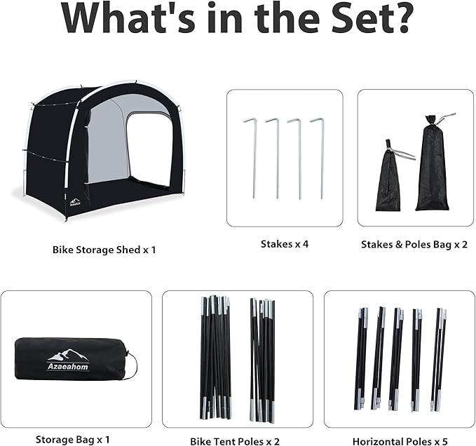 Bike Storage Shed Tent with Rain Fly, Enhanced Waterproof & Sun Protection Outdoor Storage for Bicycle, Motorcycle, Easy Setup Portable Shelter for Garden Tools, Lawn Mower (Extra Large)