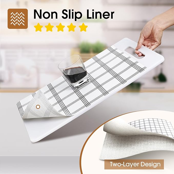 Beautysaid Shelf and Drawer Liner for Kitchen Cabinet, Non Adhesive Non Slip Shelf Paper Waterproof Washable Thickened for Dresser Pantry Shelve Bathroom Protector Liner(Plaid,18 in x 30 FT)