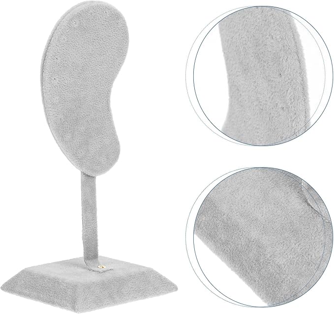 Ear Jewelry Holder Ear Studs Display Stand Velvet Ear-shaped Organizer for Women Jewelry Storage Accessory Organizer in Ice Gray