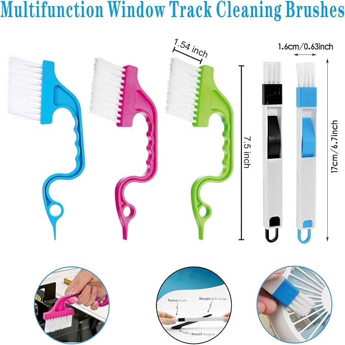 14Pcs Crevice Gap Cleaning Brush,Door Window Track Groove Corner Crevice Cleaning Brushes for Cleaning Window Grooves, Bathroom, Toilet Corner, Kitchen, Faucet, Sink, Keyboards(14PCS)