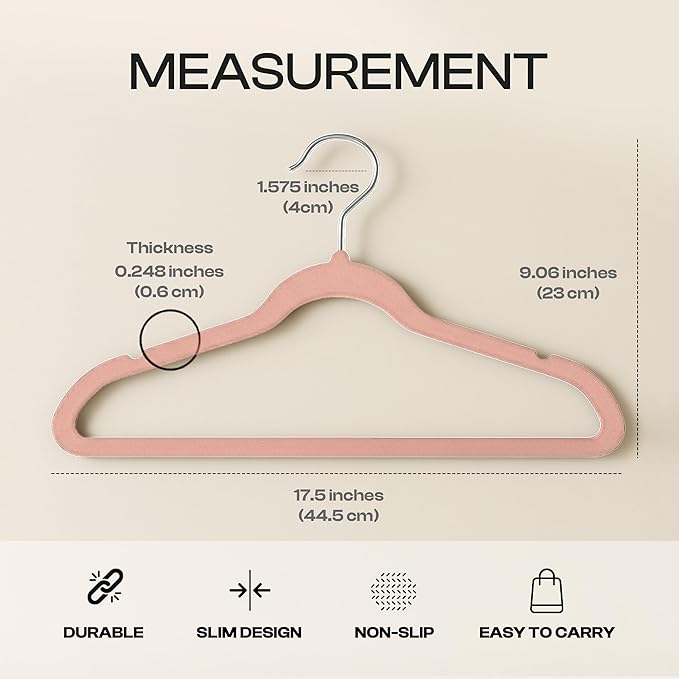 Utopia Home Velvet Hangers 30 Pack - Non-Slip Suit Hangers with 360 Degree Rotatable Hook - for Pants, Coats, Shirts & More (Pink)