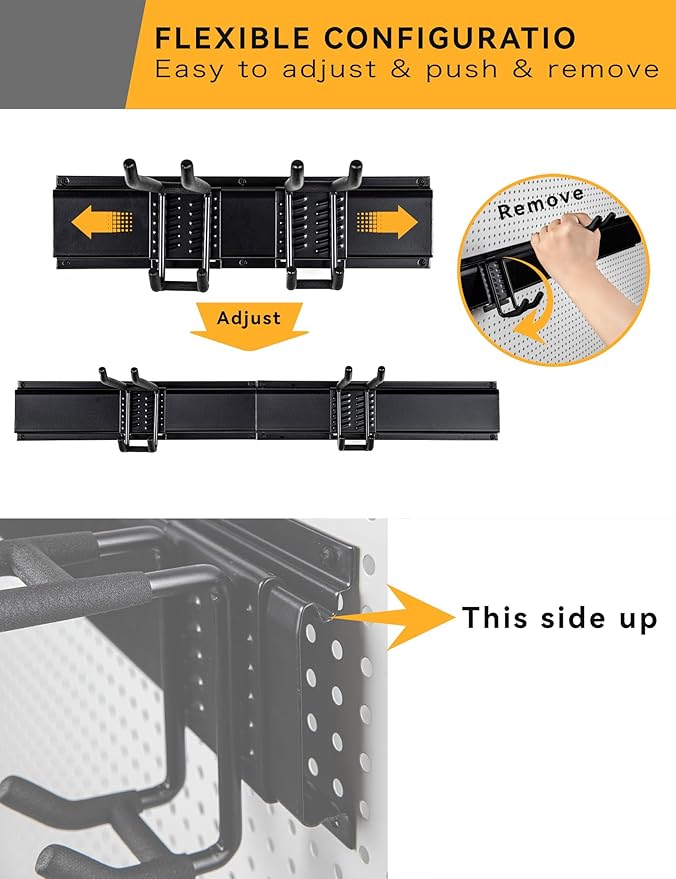 48 Inches Garden Tool Organizer Wall Mount Max Load 660lbs Garage Storage and Organization, with 13 PCS Adjustable Garden Tool Hanger Rack, Yard Shed and Power Tool Organizer Rack