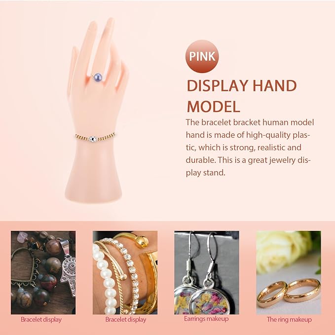 Uonlytech Decorative Jewelry Display Holder Hand Mannequin Skin Color Ring and Bracelet Storage Rack for Home and Boutique Accessory Organizer