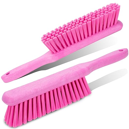 SPARTA Handheld Soft Counter Brush 8 Inch Bristle Span, Multi-Use Dust Brush with 5 Inch Handle for Tables, Countertops, and Delicate Surfaces, Polyester, Pink, (Pack of 6)
