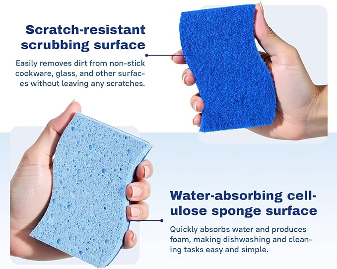 Zero Scratch Scrub Sponge, 9 Kitchen Sponges for Cleaning Around The Home, Bathroom & More, Scratch-Free Dish Scrubber, Multi-Surface Safe, Best for Nonstick Pots and Pans