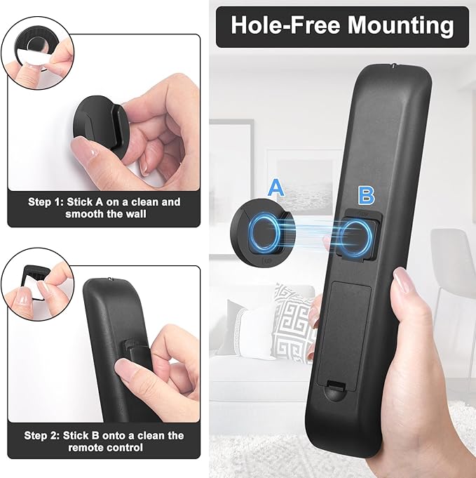 Magnetic Remote Control Holder Wall Mount, Self-Adhesive Bedside Caddy for TV Backside/Bedroom/Office/RV Home Organizer Storage(Black 8)