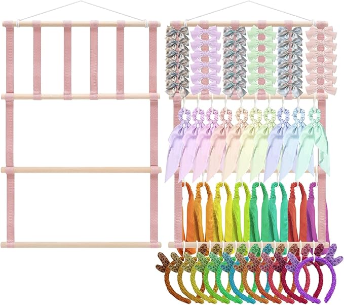 Headband Holder Hair Bows Organizer, Girls Headbands Storage Holder Hanging Hair Accessories Display Stand Wall Decor for Girls Room
